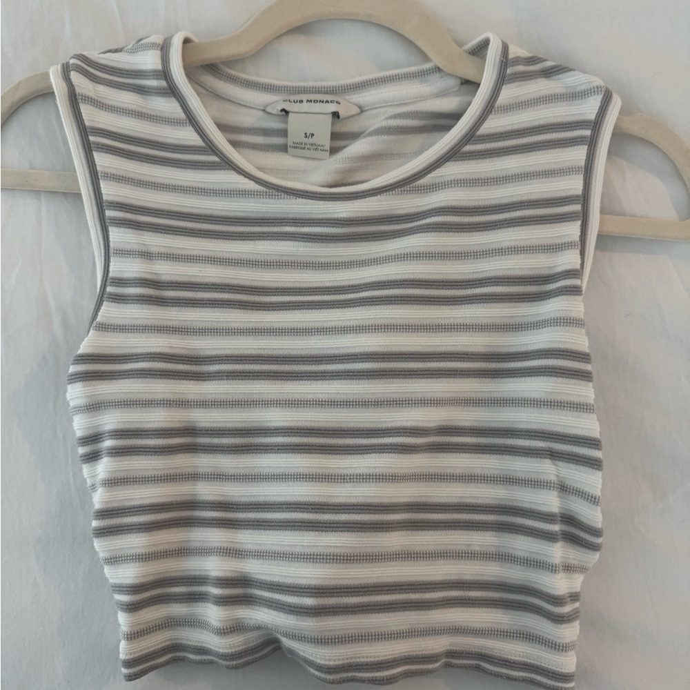 Club Monaco Sleeveless Tie Back Striped Tricot